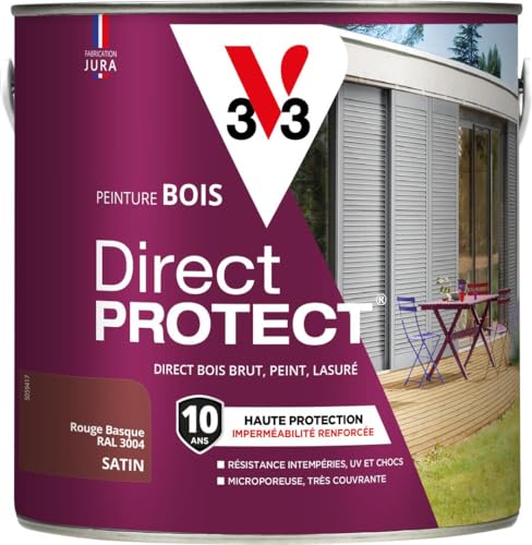 V33 Peinture bois Direct Protect - Rouge basque - 2L