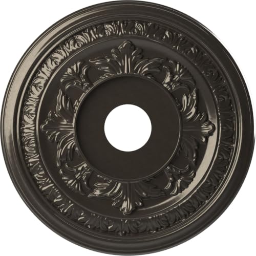 Image of Ekena Millwork CMP19BACCH Baltimore Thermoformed PVC Ceiling Medallion (Fits Canopies up to 7 3 /4 inch), 19 inchOD x 3 1 /2 inchID x 1 inchP, Metallic Charcoal