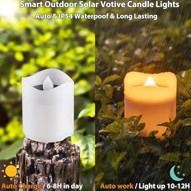Solar Candles 4pcs Solar Tea Lights Warm Amber