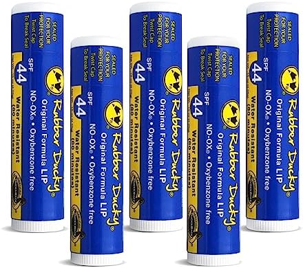 Rubber Ducky - 5-Pack SPF 44 Lip Balm - Moisturizing Vitamin E Sunscreen For Lips - All Season Broad Spectrum UV Protection - Waterproof 80 Minutes - Reef-Safe, NO-OX Protectant - Clear - Vanilla