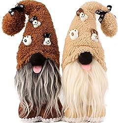 Mailin 2Pcs Dog Gnomes Puppy Doll Gnomes Plush Handmade Scandinavian