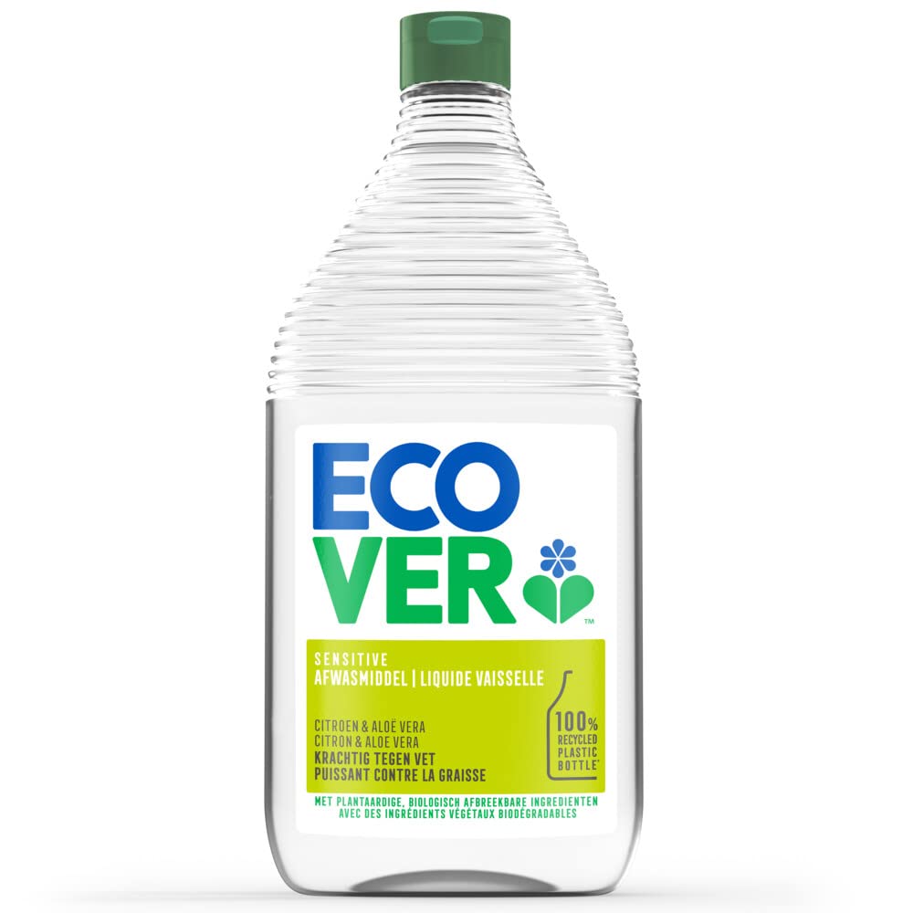 ECOVER - Liquide Vaisselle - Citron et Aloe Vera - Puissant Contre la Graisse - Lot de 8 x 950 ml - Paquet Économique