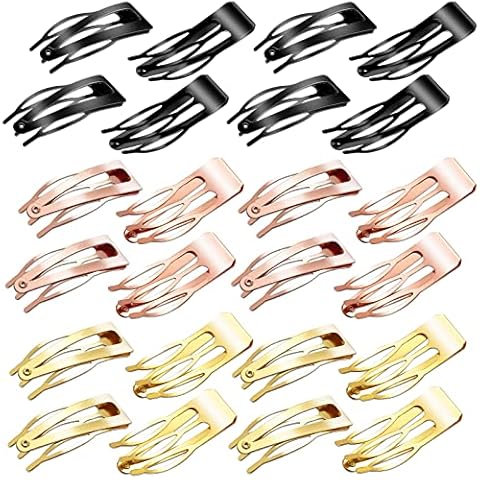 Mbsomnus 24pcs Snap Hair Clips, Double Grip Hair Clips Metal, Hair Barrettes Women Girls for Hair Making, Hair Styling, Salon, Hair Accessories (Rose Gold, KC Gold, Black) Cover