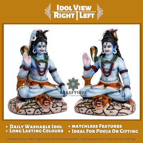 Image of Handcrafted Lord Shiva Marble Idol 5 Inch | Mahadev Murti for Home Mandir, Pooja Room & Meditation Corner | Decorative Shiv Statue for Vastu, Spiritual Decor & Religious Gifts