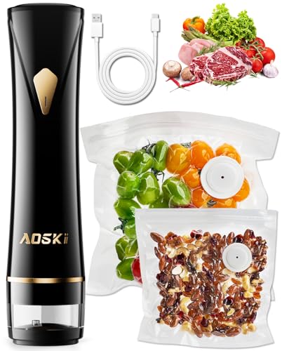 Vacuum Sealer Machine for Food Storage: Compact Food Sealer Saver 5X Fresh Longer, Handheld Detachable Water Tank, 10 PCS Vacuum Seal Bags for Kitchen Fridge Travel Seal Meal Mothers Day Gift For Wife