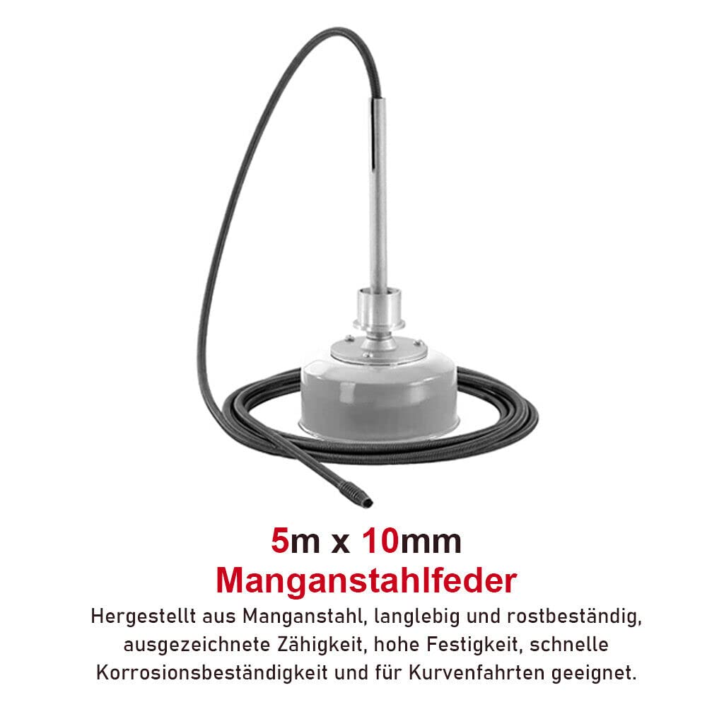 XIIW Sturatubi Elettrico 500W – 26m Spirali Φ16/9mm con Giunti Rapidi – Comando CW/CCW – Molla per Disostruzione Scarico Ø30-100mm – Lavandino, Doccia, Fognatura