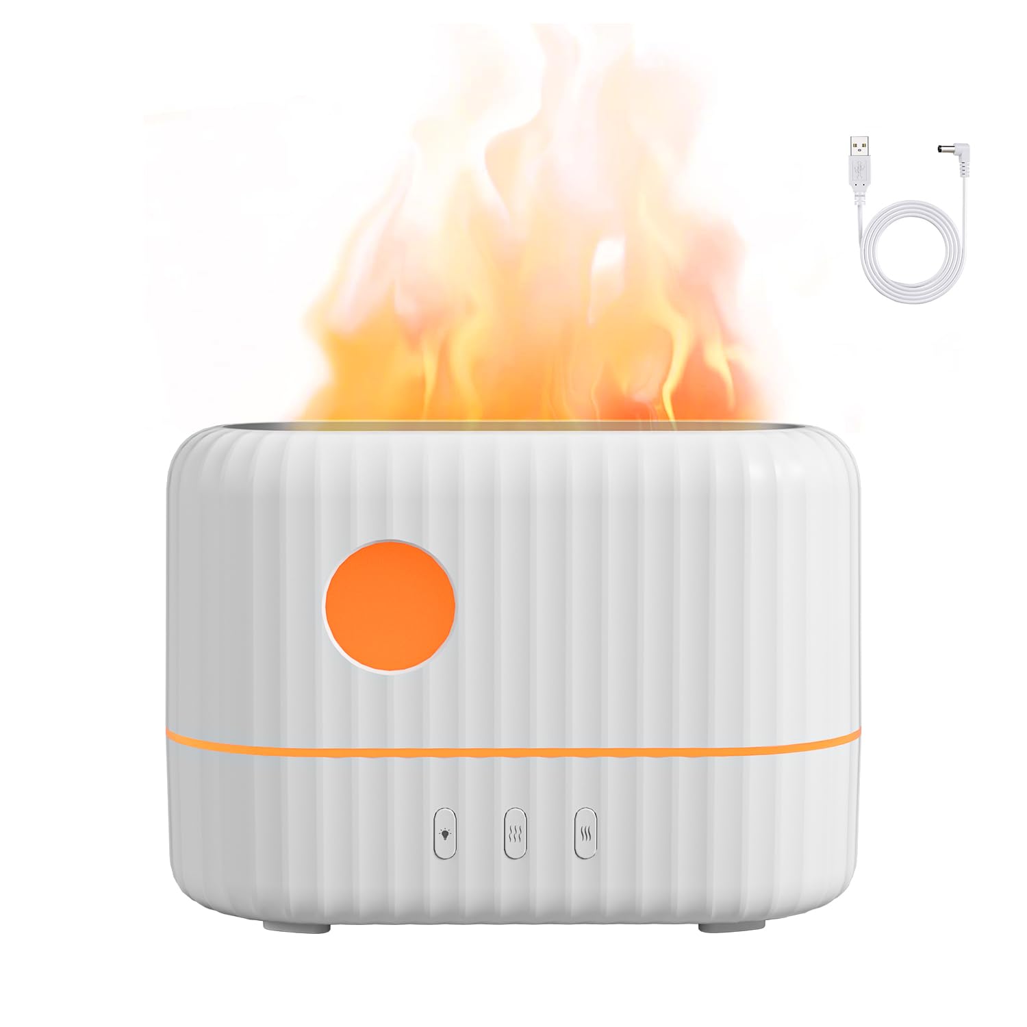 Diffusore di oli essenziali con luce a fiamma, 3 modalità di intensità della luce della fiamma e 2 impostazioni di nebbia fredda regolabili, umidificatore per aromaterapia, design portatile da 200 ml,