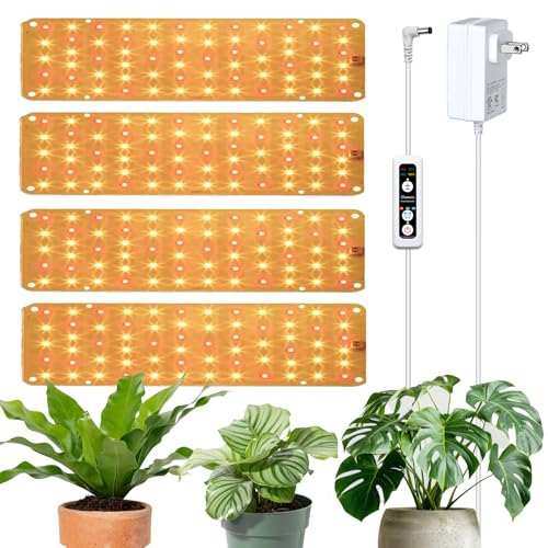DOMMIA Grow Lights, 40W Linkable Grow Lights for Indoor Plants Full Spectrum, 6/12/16h Timer, Dimmable Ultra-Thin Plant Lights for Indoor Growing, Yellowish White, 1-Set