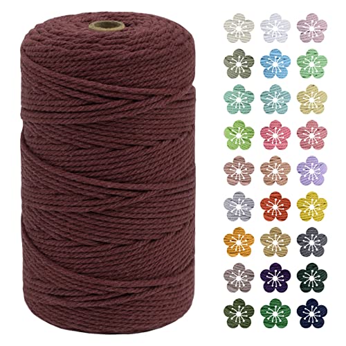 LEREATI Macrame Cord 3mm x 200m, Thick Macrame Rope Natural Cotton Rope Craft String