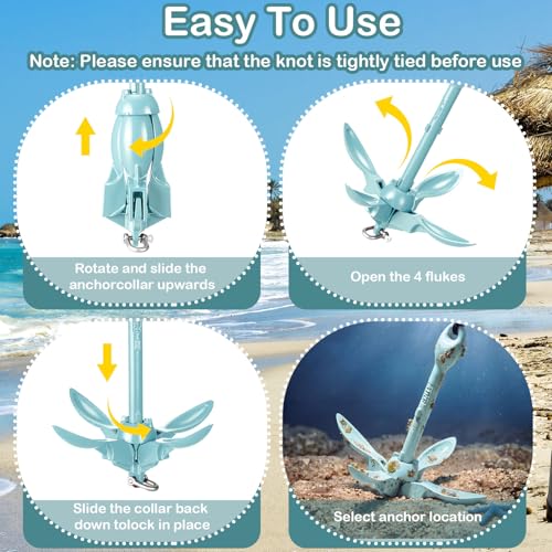 Image of Lounsweer 2 Pack 1.5 /3.5 lb Marine Kayak Anchor Kit Folding Grapnel Anchor Kit Boat Kayak Fishing Accessories for Small Boats Kayaks Canoe Paddle Boards