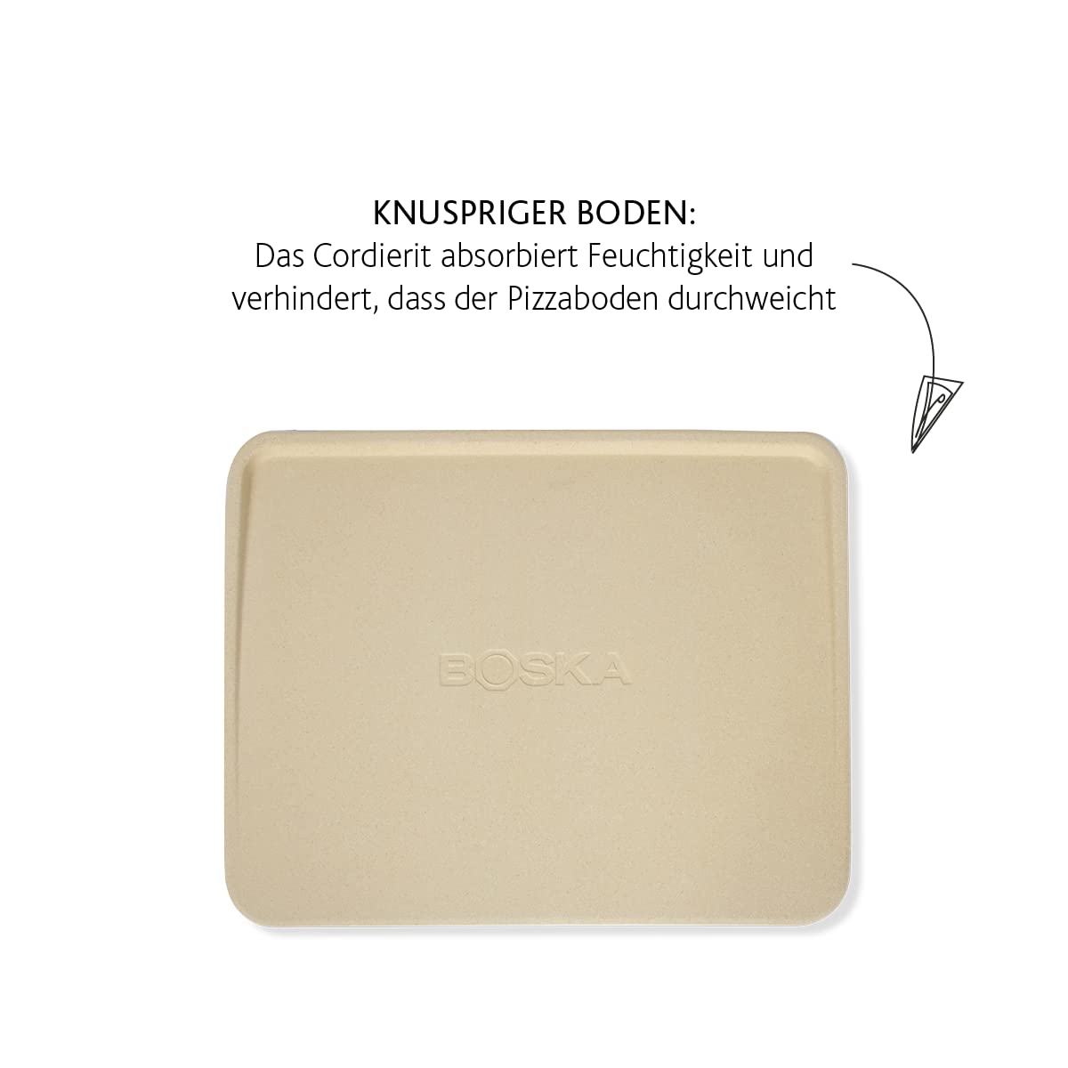 Boska Pizzastein Deluxe Rechteckig/Für den Backofen und der Grill/Pizzen in Steinofenqualität/Schöner erhöhter Rand/Cordierit / 32x40 cm