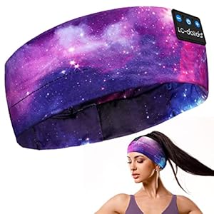 LC-dolida Bluetooth Headband Headphones, Starry Sleep Mask with Bluetooth Headphones Sleeping Headband Sleep Headphone…