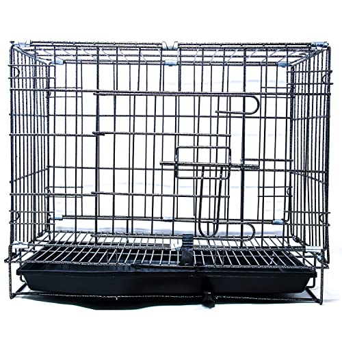 Image of Dog Trust Single-Door Folding Metal Dog Cage with Paw Protector Easy to Move with Removable Tray Suitable for Small Puppy (18 inch Black cage)