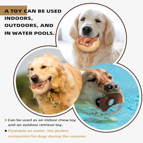 MMSGA Squeaky Donut Dog Toy for Aggressive Chewers,Doughnut shaped dog chewing toy with a creamy aroma,for Aggressive Chewers Medium Large Breed,Indoor and Outdoor Toys for Dogs (Coffee) - Image 3