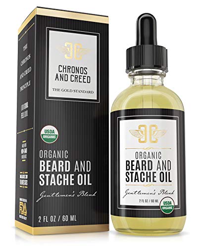 100% USDA Certified Organic Beard Oil & Beard Moisturizer - Promotes Beard Growth For Men - Natural Hair Growth Oil With Organic Castor Oil and Argan Oil - Fragrance Free - LARGE Bottle (2 fl oz)