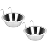 2PCS Kennel Water Bowl Hanging, Stainless Steel Puppy Bowls for Small Dog Cage, Kennel, Crate, Catio Accessories, Dog Crate Water Bowl Dish Feeder Food Holder No Spill (20oz/2.5cups)