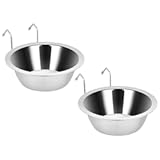 2PCS Kennel Water Bowl Hanging&comma; Stainless Steel Puppy Bowls for Small Dog Cage&comma; Kennel&comma; Crate&comma; Catio Accessories&comma; Dog Crate Water Bowl Dish Feeder Food Holder No Spill &lpar;20oz&sol;2&period;5cups&rpar;