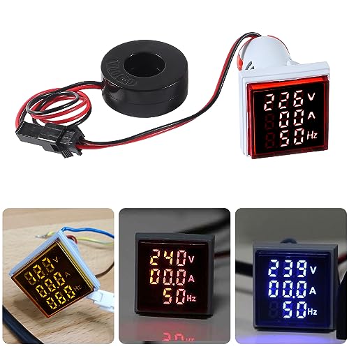Image of Alinan 3 in 1 60-500V 0-100A AC Digital Ammeter Voltmeter, 22mm Square Digital Tube Screen with Transformer, LED Display Voltage Detector Current Tester Gauge(Red)