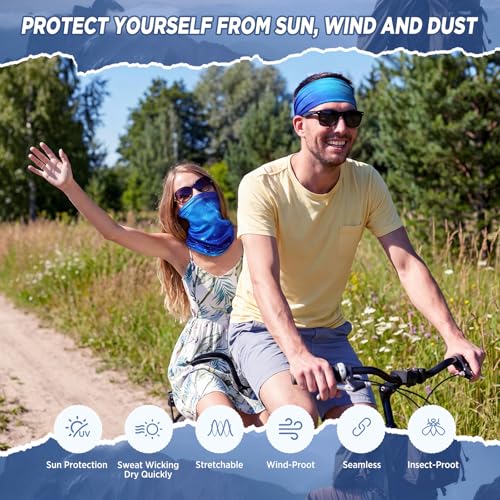 Image of Cuffbow 12 Pack Men Balaclava Neck Gaiter Cooling Breathable Face Mask UV Protection Scarf Hiking Bandana for Men /Women