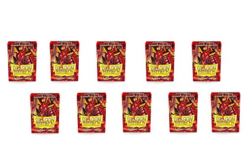 Image of 10 Packs Dragon Shield Matte Mini Japanese Crimson 60 ct Card Sleeves Display Case