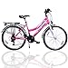 Talson 24 Zoll Mädchenfahrrad 21-Gang Shimano Schaltung mit Beleuchtung nach STVO Rosa Doppelrahmen