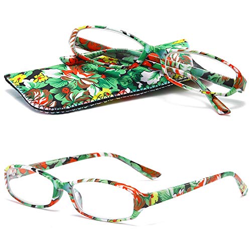 VEVESMUNDO Femme Florale Lunettes de Lecture Vinatge Retro Fleurs Lunettes Avec Florale Poche Cover