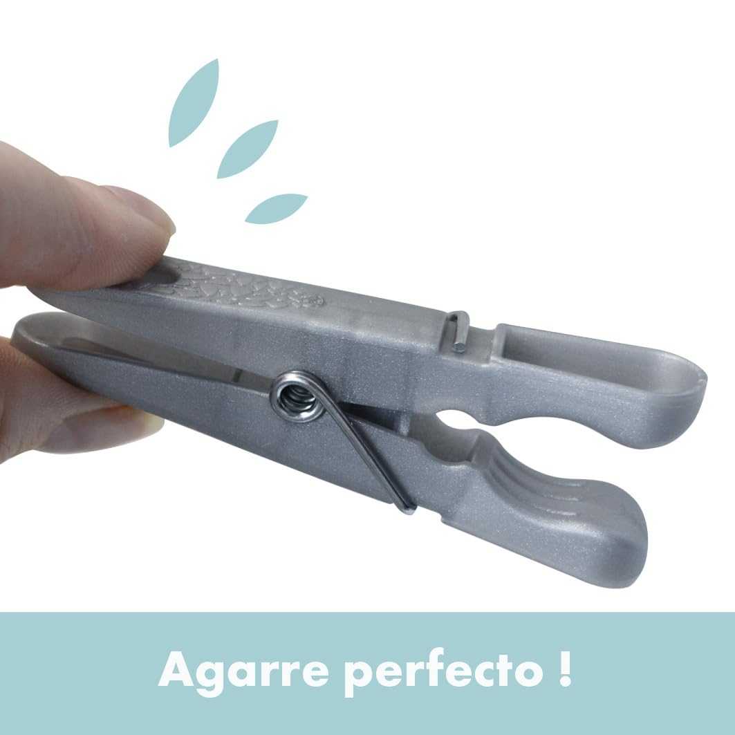80 Pinzas para Ropa de Plástico – Fabricadas en Francia, 100% Recicladas y Reciclables, Resistentes a los Rayos UV, Protección sin Marcas para la Ropa – Negro, Blanco y Gris