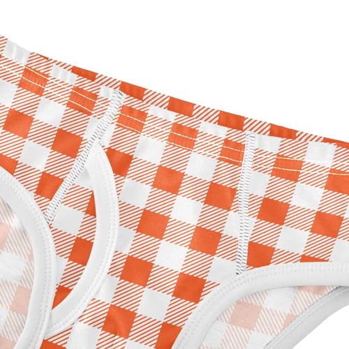 Orange Square Checks Little Boys Cotton Briefs Soft Breathable Comfortable Tag-Free Underwear4