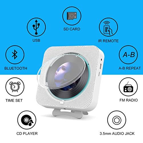Portable Cd Player With Bluetooth, Micocious Desktop Cd Player For Home Cd Music Players With Remote Control,Timer,Built-In Dual Speakers With Led Display Home Audio Boombox Fm Radio #TOP2