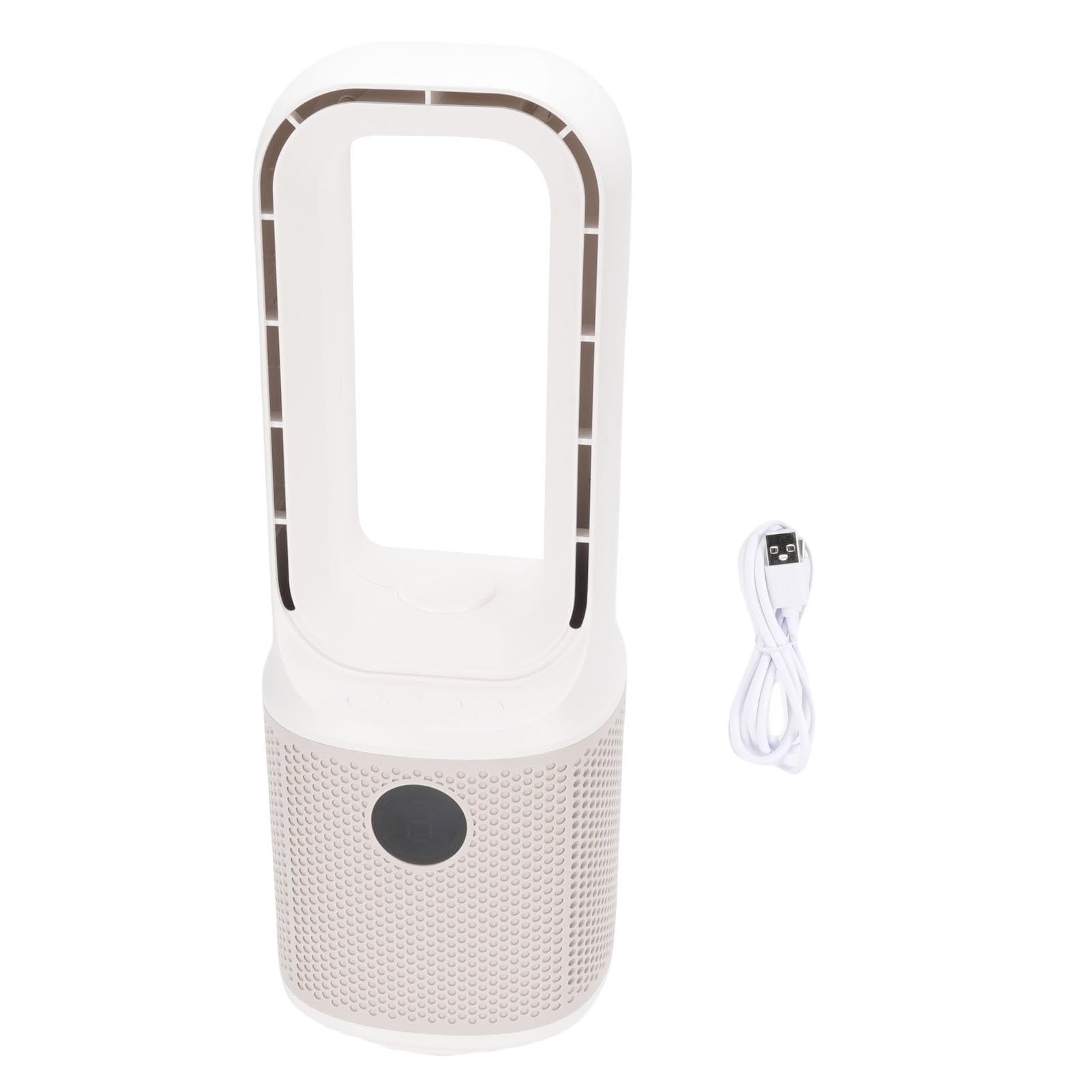 Pilipane Tischventilator ohne Flügel, 9 Geschwindigkeiten, oszillierend, leise, wiederaufladbar, tragbarer Tischventilator mit Timer, Nachtlicht für Zuhause, Büro, Schlafzimmer,