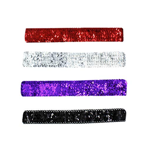 Rarityus 4 Pack Women Girls Elastic Waist Belt Sparkly Glitter Sequin Decor Metal Buckles Wide Dress Skirts Corset Cinch Belt #TOP1