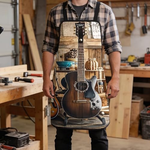 Delantal para trabajo musical unisex con bolsillos y botón miniatura 5