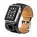 EloBeth Watch Band Compatible with Apple Watch Series 7 45mm Band Apple Watch 44mm Series 6 SE 5 4 Watch 42mm Series 3 2 1 Leather Band with Buckle Cuff iWatch Band 7.5'-9.8' Black