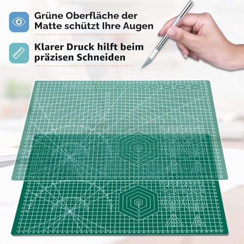 anezus Self Healing Sewing Mat, 12inch x 18inch Rotary Cutting Mat Double Sided 5-Ply Craft Cutting Board for Sewing Crafts Hobby Fabric Precision Scrapbooking Project