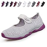 [JIAFO]安全靴レディース スニーカー 介護シューズ 高齢者シューズ マジックテープ 通気性 柔軟性 軽量 メッシュ 中高齢者靴 ママシューズ 疲れにくい 滑り止めお母さん 婦人靴 看護師（22.5cm~26.0cm） (23.5cm, グレー A)