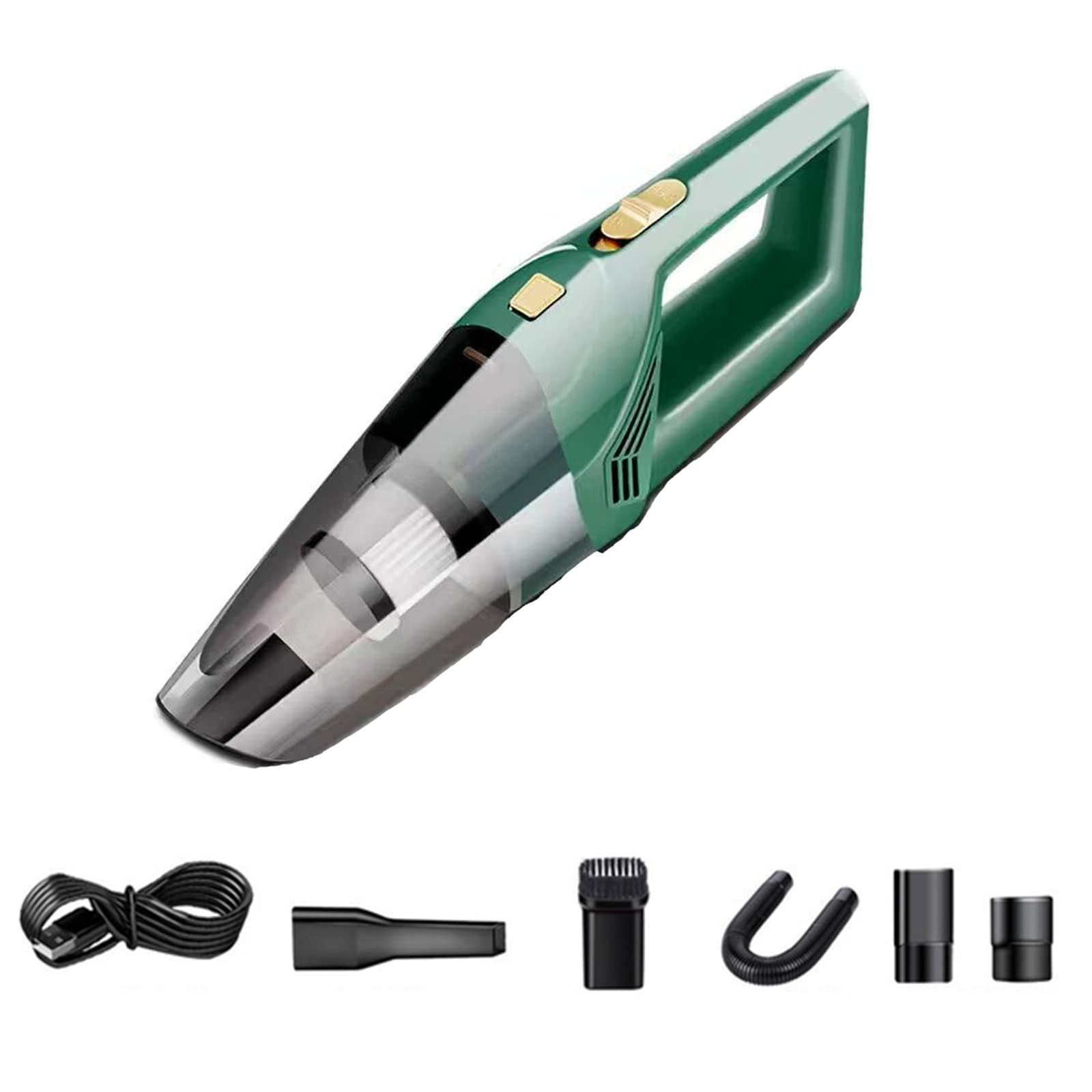 Aspirateur de voiture haute puissance 12V vert avec kit de nettoyage humide et sec