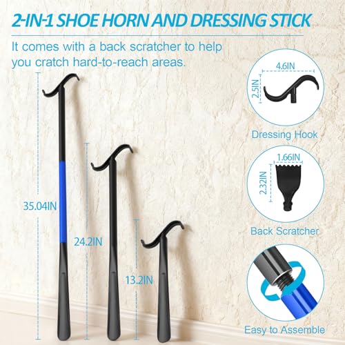 MXCOIRTP Assistive Device No Bending Kit for Elderly -Sock Aids, Foldable Reacher Grabber with 360° Rotating Jaw & Magnet, Long Shoe Horn Handle & Dressing Stick & Back Scratcher for Seniors, Disabled - Image 6
