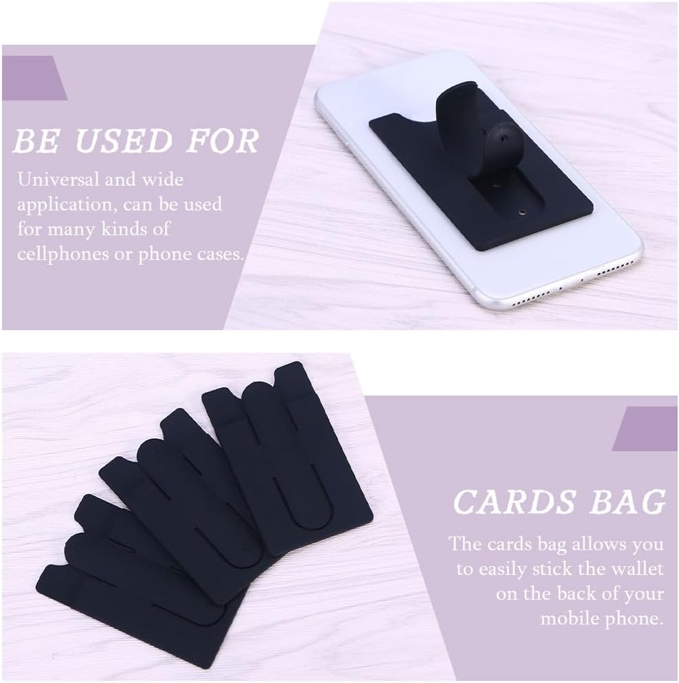 Sosoport Adhesive Phone Holder for Desk Mobile Phone Back Cards Holder Credit Cards Container Black