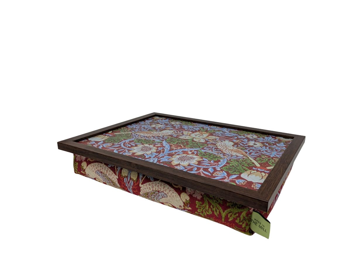 Made In The Mill Luxury William Morris "Red Strawberry Thief" Lap Tray With Cushioned Bean Bag Base