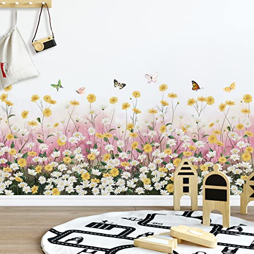 2 láminas de vinilos decorativos flores margaritas amarillas miniatura 5