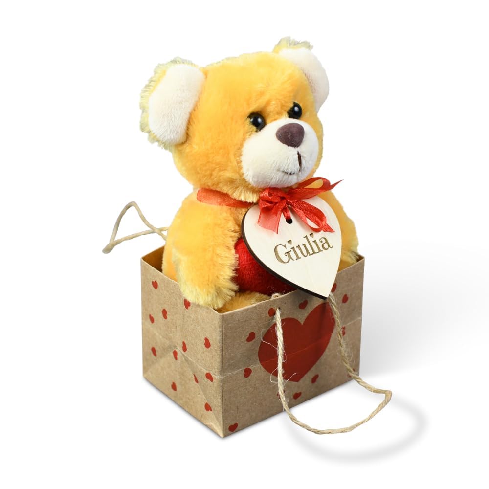 Peluche San Valentino - Orsetto personalizzato con nome e dedica - Pupazzo I Love You - Idea Regalo per lei e per lui
