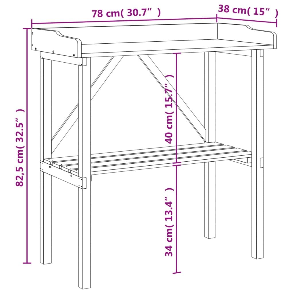 Genérico Mesa para Plantas con Estante Madera Maciza Abeto 78x38x82,5 cm,Soportes para macetas-156349