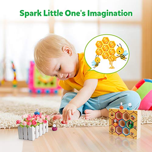 image for Coogam Toddler Fine Motor Skill Toy, Clamp Bee to Hive Matching Game, 