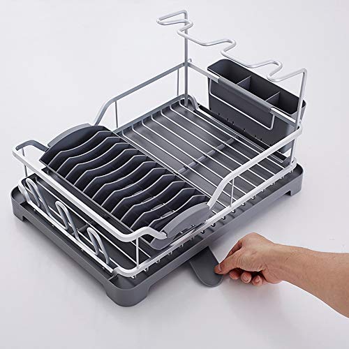 Soporte para platos de hierro resistente con cesta de almacenamiento 5