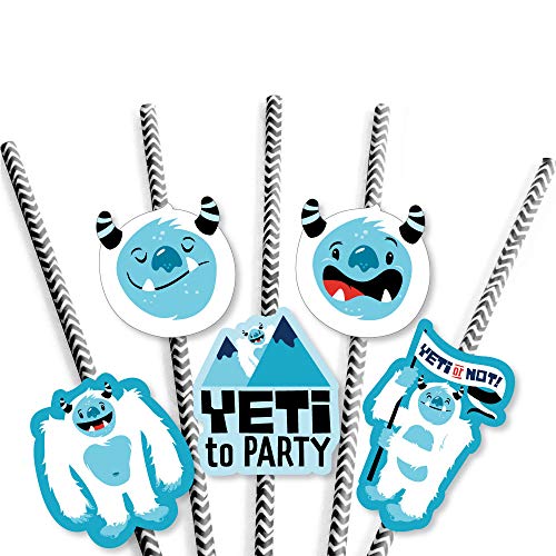 Decoración de Pitillos de Papel Yeti para Fiesta Pack 24 miniatura 5