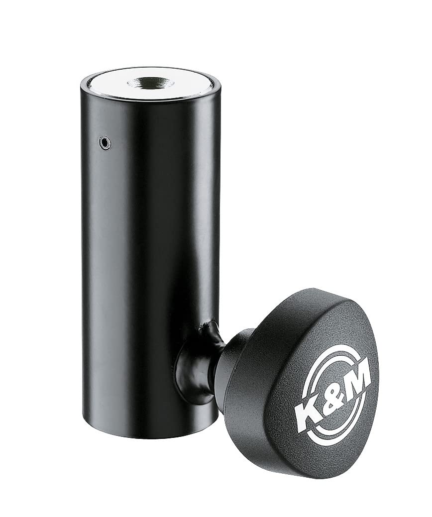 K&M 24528 Brida reductora - acero, negro - Adaptador para sistema de altavoces, 3,5 cm de diámetro - con pasador roscado M10