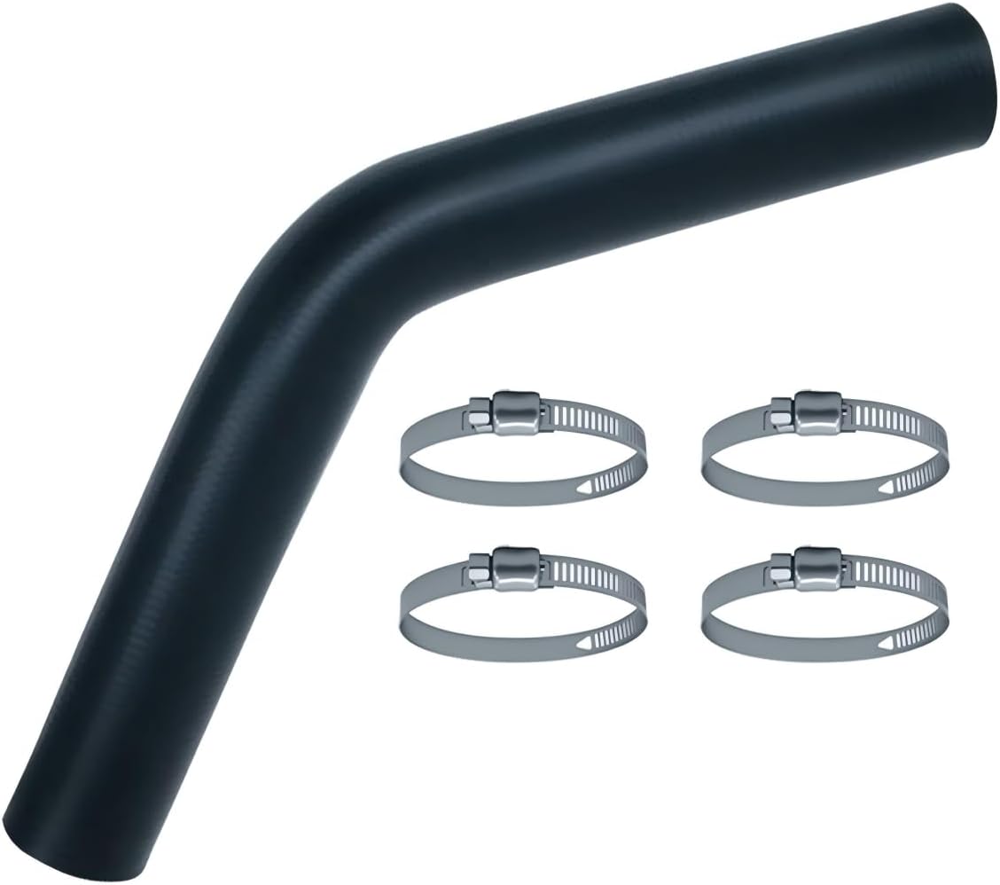 2" Gasoline Fuel Filler Neck Hose with 4 Clamps - 15 7/8" Length Gas Tank Hose Replacement (45 Degree)