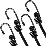 Lanlord Latex Black Heavy Duty Outdoor Bungee Cords with Hook 4Pcs30Inch