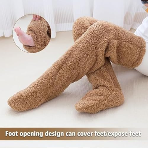 Snuggs Cozy Thigh High Socks - Winter Leg Warmers, Plush Slipper Socks, Soft Thick Warm Home Snuggle Paws4