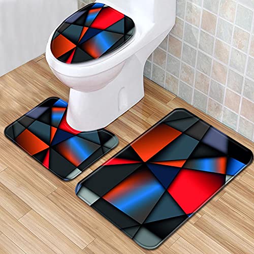 Badkamer Tapijt Matten Set 3 Stuk Geometrie Patroon Anti-Skid Zachte Douche Bad Tapijten Toilet Deksel Cover Bad Mat… - Image 3